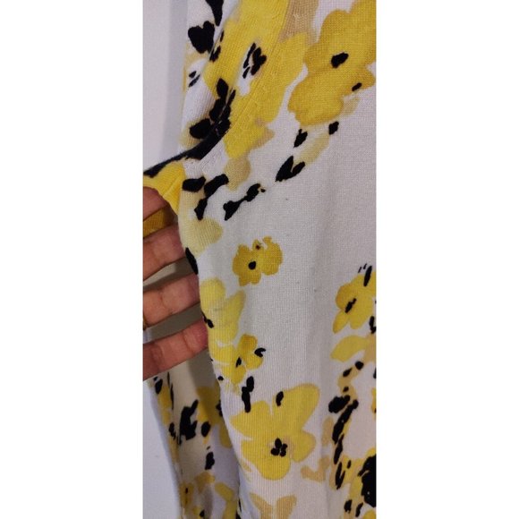 Charter Club Cardigan Sweater Black/yellow Floral Women's Large waist length - Picture 9 of 12